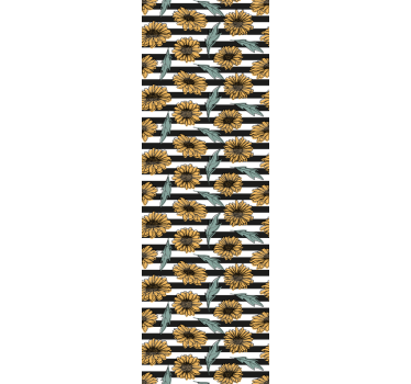 papel de parede floral listras de girassol - TenStickers