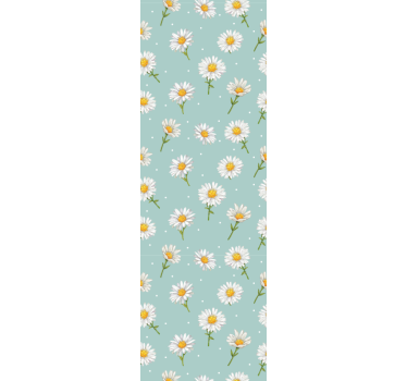 papel de parede flores Flores da margarida em azul claro - TenStickers