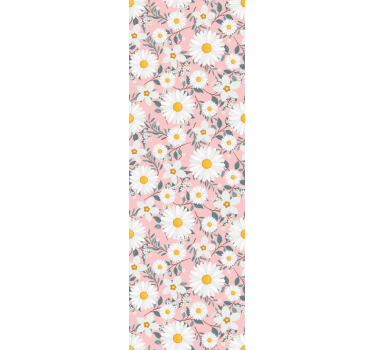 papel de parede flores Flores margaridas com fundo rosa - TenStickers