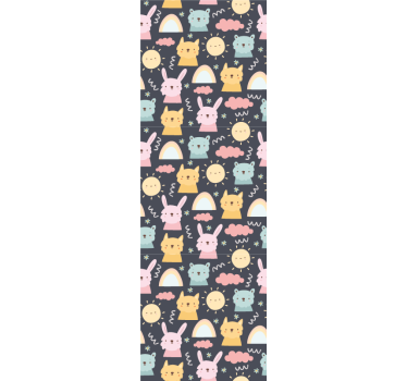 papel de parede criança Animais pastel e arco-íris - TenStickers