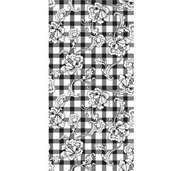 papel de parede floral tabuleiro de xadrez floral - TenStickers