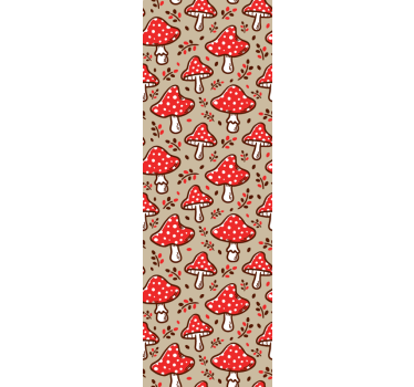 papel de parede flores Cogumelos típicos em fundo bege - TenStickers