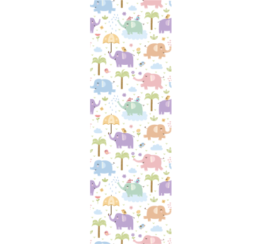papel de parede quarto de bebé brincadeira de elefante - TenStickers