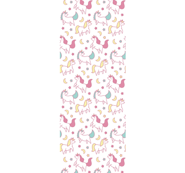 papel de parede quarto de bebé padrão de unicórnios - TenStickers