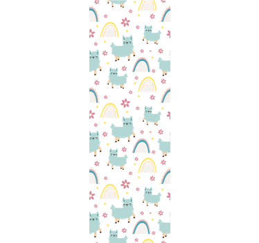 papel de parede quarto de bebé padrão de arco-íris de alpaca - TenStickers