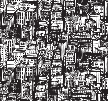 Papel de parede cidades e países caos de desenho urbano - TenStickers