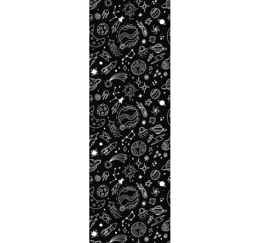 papel de parede criança Ilustrações cósmicas em preto e branco - TenStickers