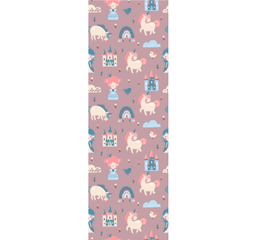 papel de parede quarto de bebé unicórnios de conto de fadas - TenStickers