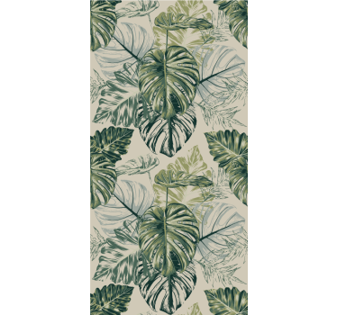 papel parede abstracto Monstera desbotado folhas com cinza - TenStickers