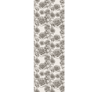 papel de parede florido Padrão de flores preto e branco - TenStickers