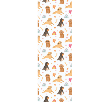 papel de parede criança cão fofo e padrão de arco-íris - TenStickers