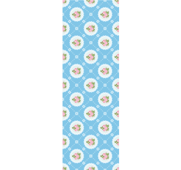 papel de parede flores Padrão rosa chique azul gasto - TenStickers