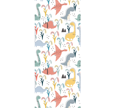 Papel de parede infantil de dinossauros e árvores - TenStickers