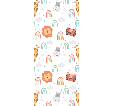 Papel de parede infantil Animais fofos e arco-íris - TenStickers