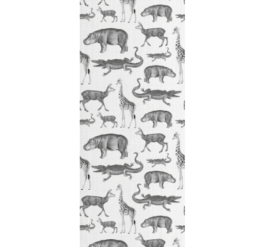 papel de parede criança Animais de safári e fronteira com árvores - TenStickers