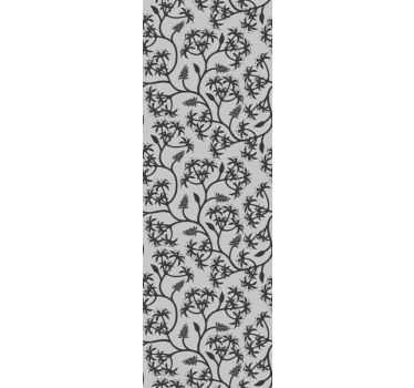 papel de parede floral padrão de galhos em fundo cinza - TenStickers