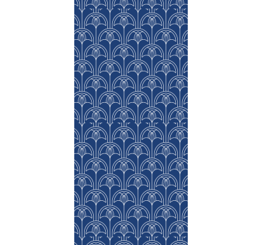 papel de parede floral padrão de contorno azul - TenStickers