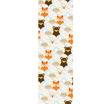 papel de parede quarto de bebé rostos de animais - TenStickers