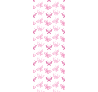papel de parede criança Padrão de borboleta com silhueta rosa - TenStickers
