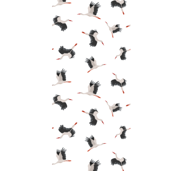 papel de parede quarto Padrão de cegonhas voadoras - TenStickers