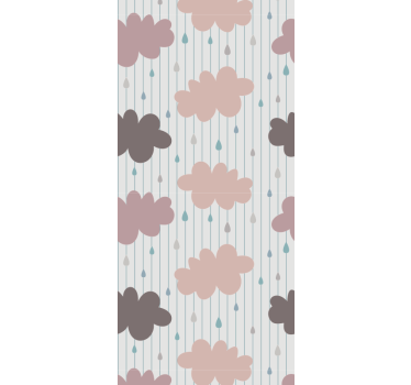 papel de parede criança Nuvens chuvosas rosa com riscas - TenStickers