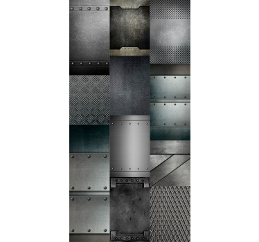 Papéis de parede animados Padrão de blocos de metal preto - TenStickers