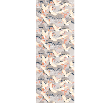 papel de parede quarto Garças padrão estilo japonês - TenStickers