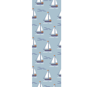 papel de parede criança Padrão de veleiro branco - TenStickers
