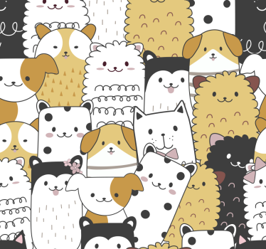 papel de parede infantil padrão de cães fofos - TenStickers