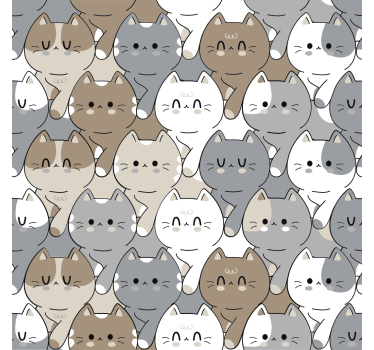 Papel de parede infantil ilustração de gatos - TenStickers