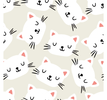 Papel de parede infantil desenho de cara de gato branco - TenStickers