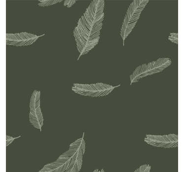 Papel de parede quarto de casal penas verdes minimalistas - TenStickers