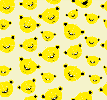 papel de parede amarelo padrão de ursos fofos - TenStickers