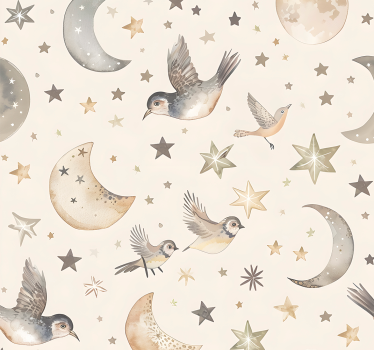 papel de parede quarto de bebé céu noturno bege - TenStickers