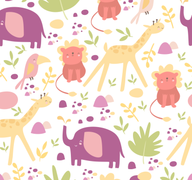 papel de parede quarto de bebé animais felizes pastel - TenStickers
