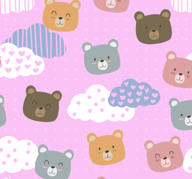 papel de parede quarto de bebé padrão de ursinhos fofinhos - TenStickers