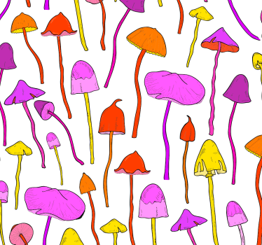 Papel de parede quarto de casal padrão cogumelo divertido - TenStickers
