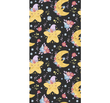 Papel de parede infantil lua e estrelas - TenStickers
