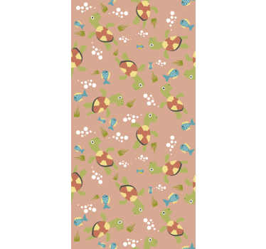 Papel de parede infantil Tartarugas felizes nadando - TenStickers