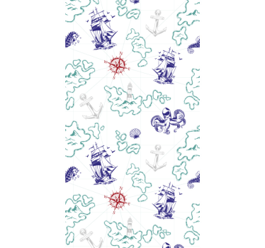 papel de parede infantil Mapa do tesouro crianças - TenStickers