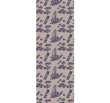 papel de parede quarto de bebé barcos à vela com nome - TenStickers