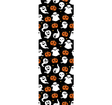 sala com papel de parede Fantasmas ornamentais de halloween - TenStickers