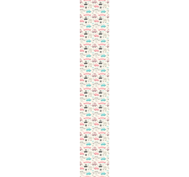 papel de parede criança Carros rosa infantil - TenStickers