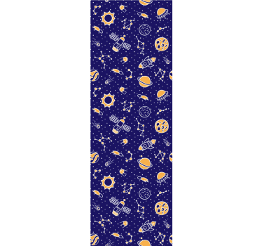 papel parede estrelas Espaço e foguetes versão infantil azul escu - TenStickers