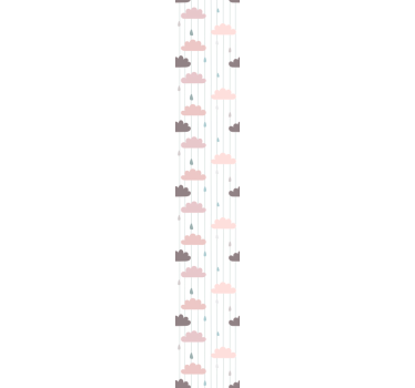 papel de parede criança Nuvens rosa e gotas de chuva - TenStickers