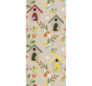 papel de parede quarto de bebé delícia de casa de passarinho - TenStickers