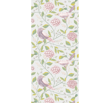 papel de parede quarto de casal arranjo floral de pássaros - TenStickers