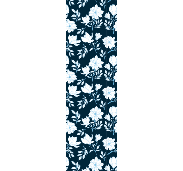 papel de parede flores Flores brancas fundo azul - TenStickers