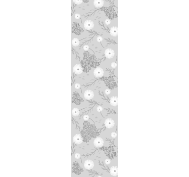 papel de parede flores Flores brancas em fundo cinza claro - TenStickers