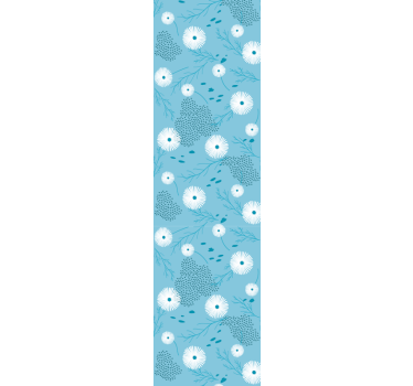papel de parede flores Flores brancas azuis - TenStickers